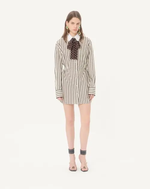 Valentino Garavani Short Dress In Printed Striped Poplin | Thumbnail 2