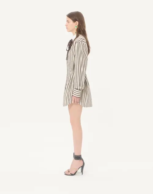 Valentino Garavani Short Dress In Printed Striped Poplin | Thumbnail 5