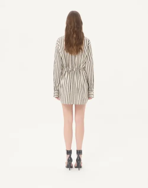 Valentino Garavani Short Dress In Printed Striped Poplin | Thumbnail 6