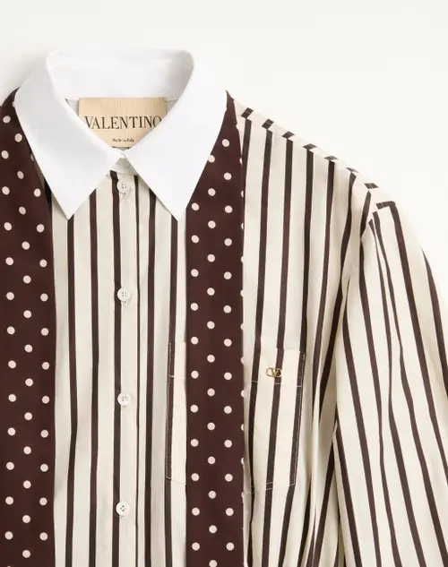 Valentino Garavani Short Dress In Printed Striped Poplin | Thumbnail 7