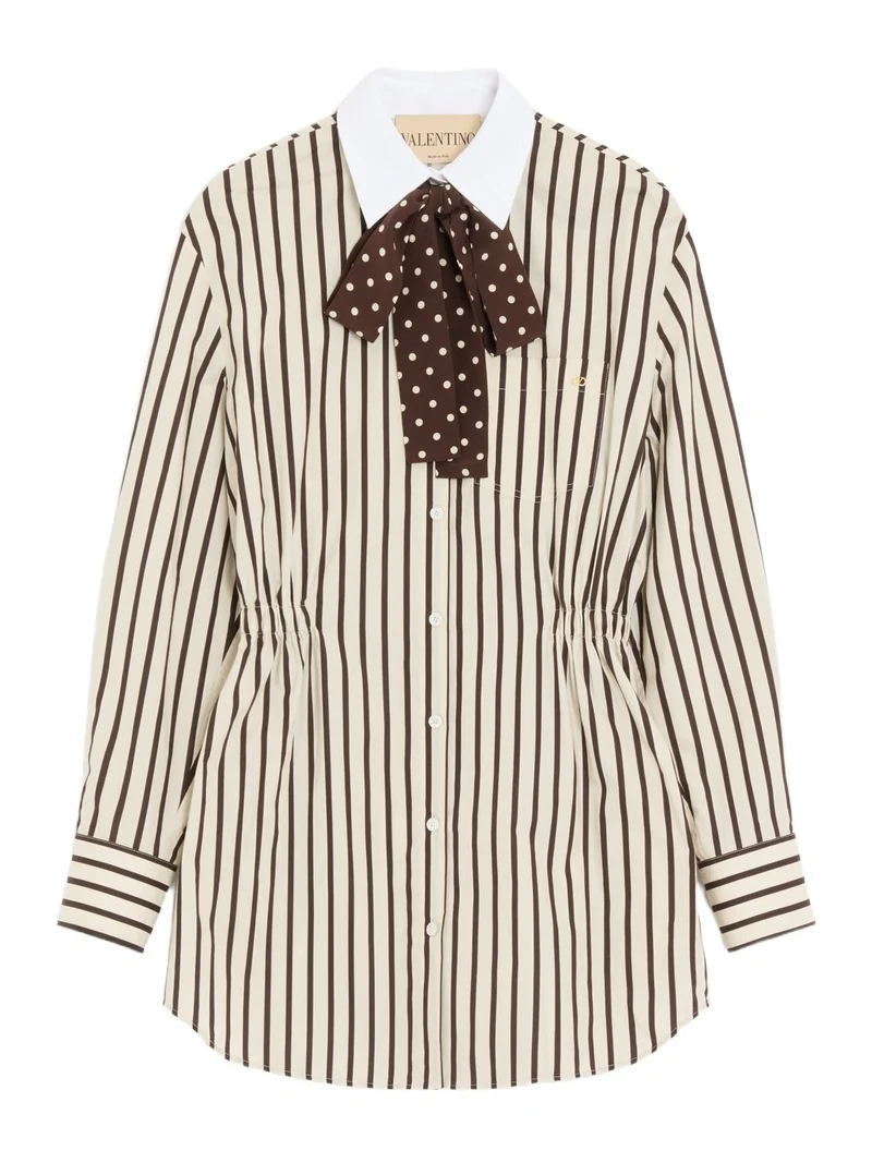 Valentino Garavani Short Dress In Printed Striped Poplin