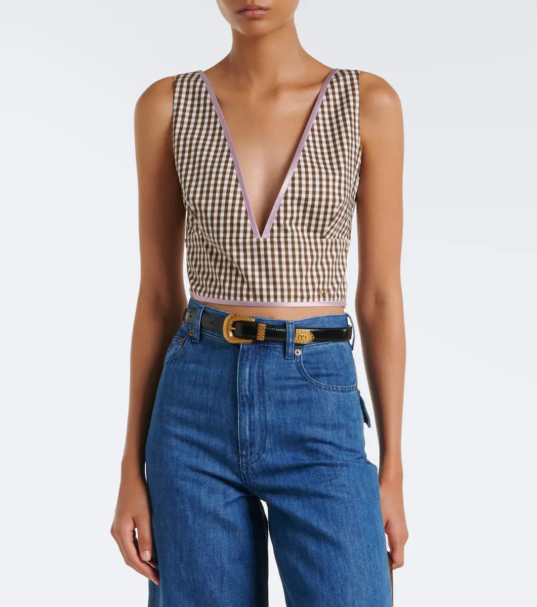 Valentino Garavani Gingham cotton crop top | Thumbnail 2 Valentino Garavani Gingham cotton crop top | Thumbnail 2