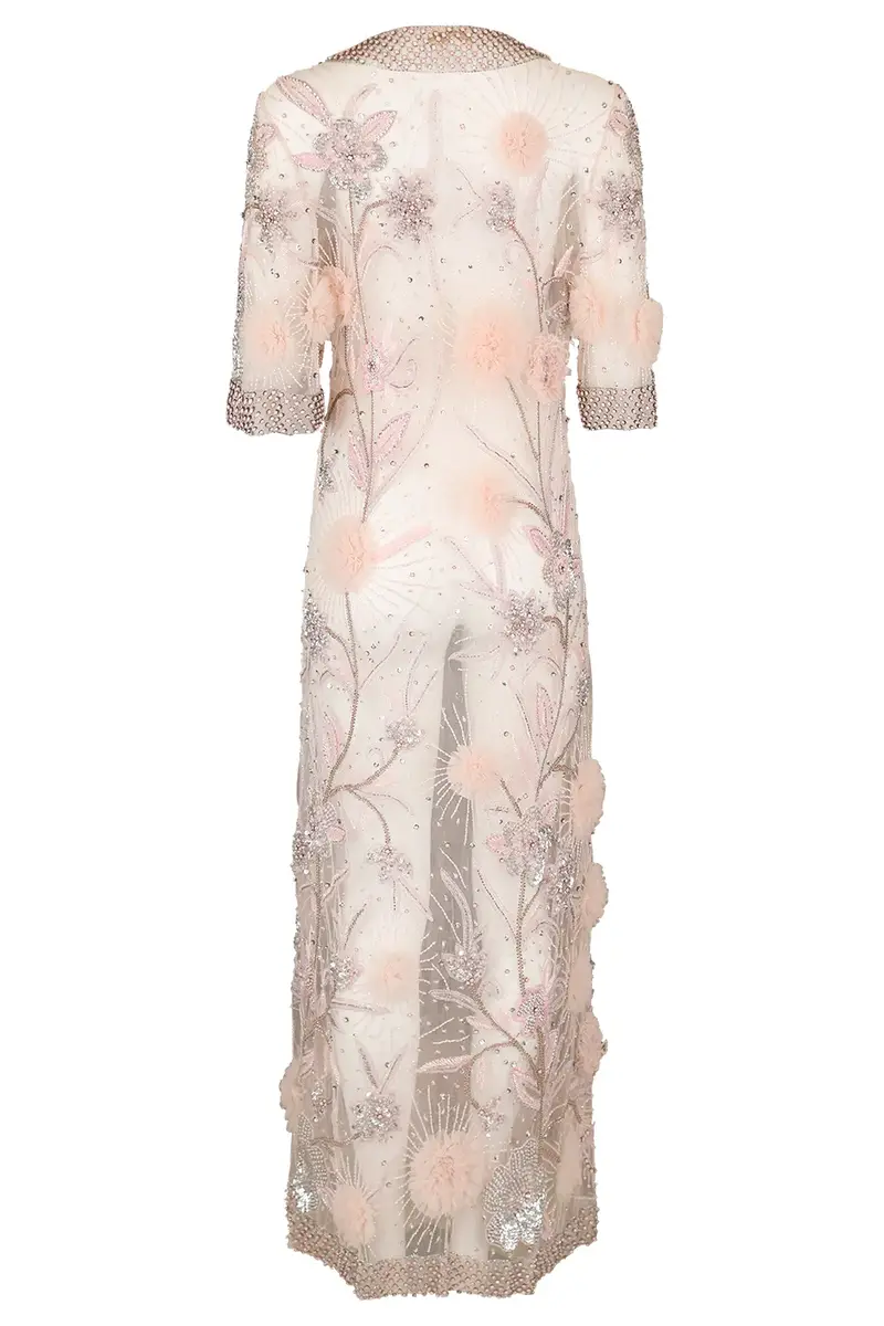 Naeem Khan Three Quarter Sleeve Beaded Coat | Thumbnail 2