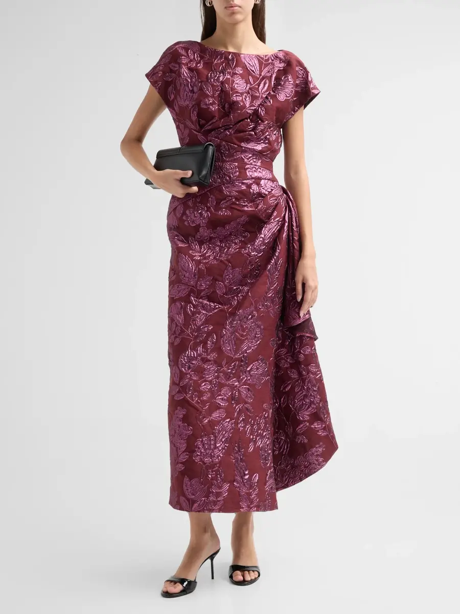 Lela Rose Women's Resort Floral Fil Coupe Wool-Blend Midi Dress | Thumbnail 2 Lela Rose Women's Resort Floral Fil Coupe Wool-Blend Midi Dress | Thumbnail 2