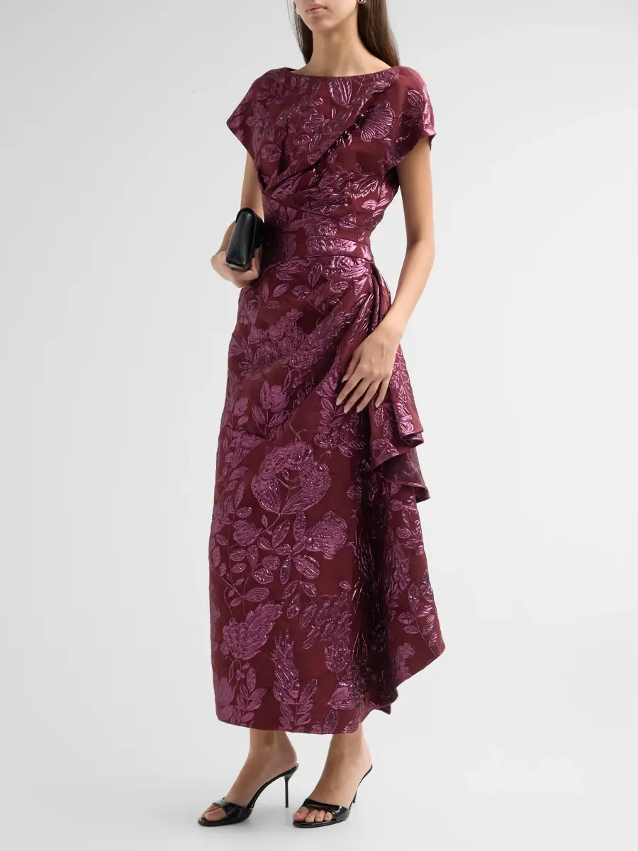 Lela Rose Women's Resort Floral Fil Coupe Wool-Blend Midi Dress | Thumbnail 4 Lela Rose Women's Resort Floral Fil Coupe Wool-Blend Midi Dress | Thumbnail 4