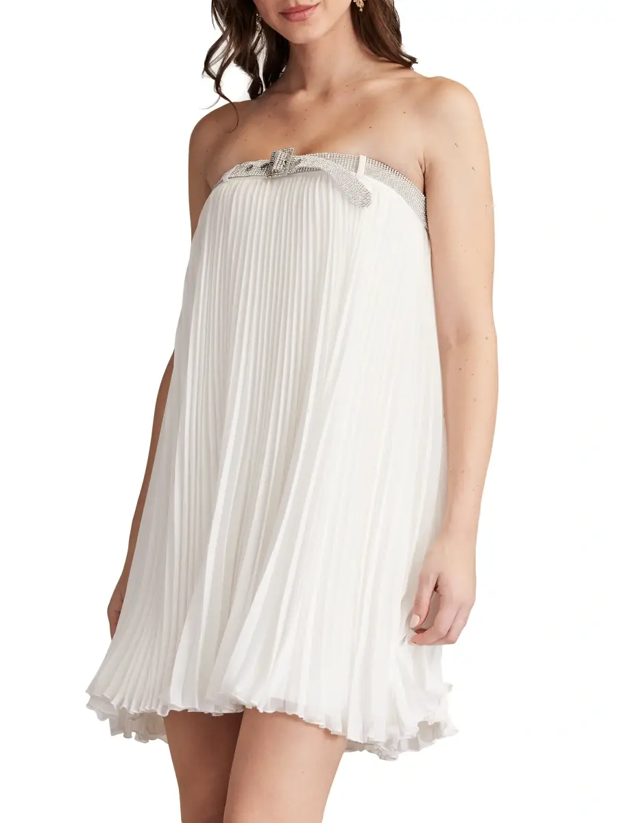 Sho by Tadashi Shoji Women's Chiffon Pleated Strapless Minidress | Thumbnail 3 Sho by Tadashi Shoji Women's Chiffon Pleated Strapless Minidress | Thumbnail 3