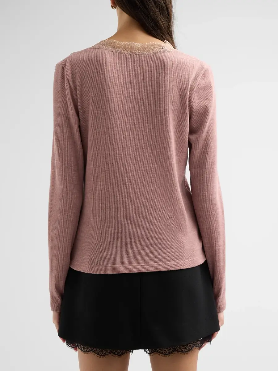 Vince Women's Lace-Trimmed Long-Sleeve Top | Thumbnail 3 Vince Women's Lace-Trimmed Long-Sleeve Top | Thumbnail 3