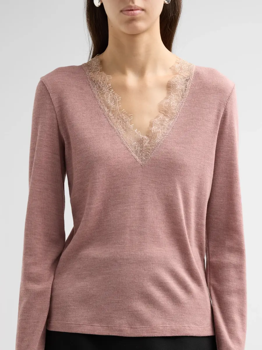 Vince Women's Lace-Trimmed Long-Sleeve Top | Thumbnail 5 Vince Women's Lace-Trimmed Long-Sleeve Top | Thumbnail 5