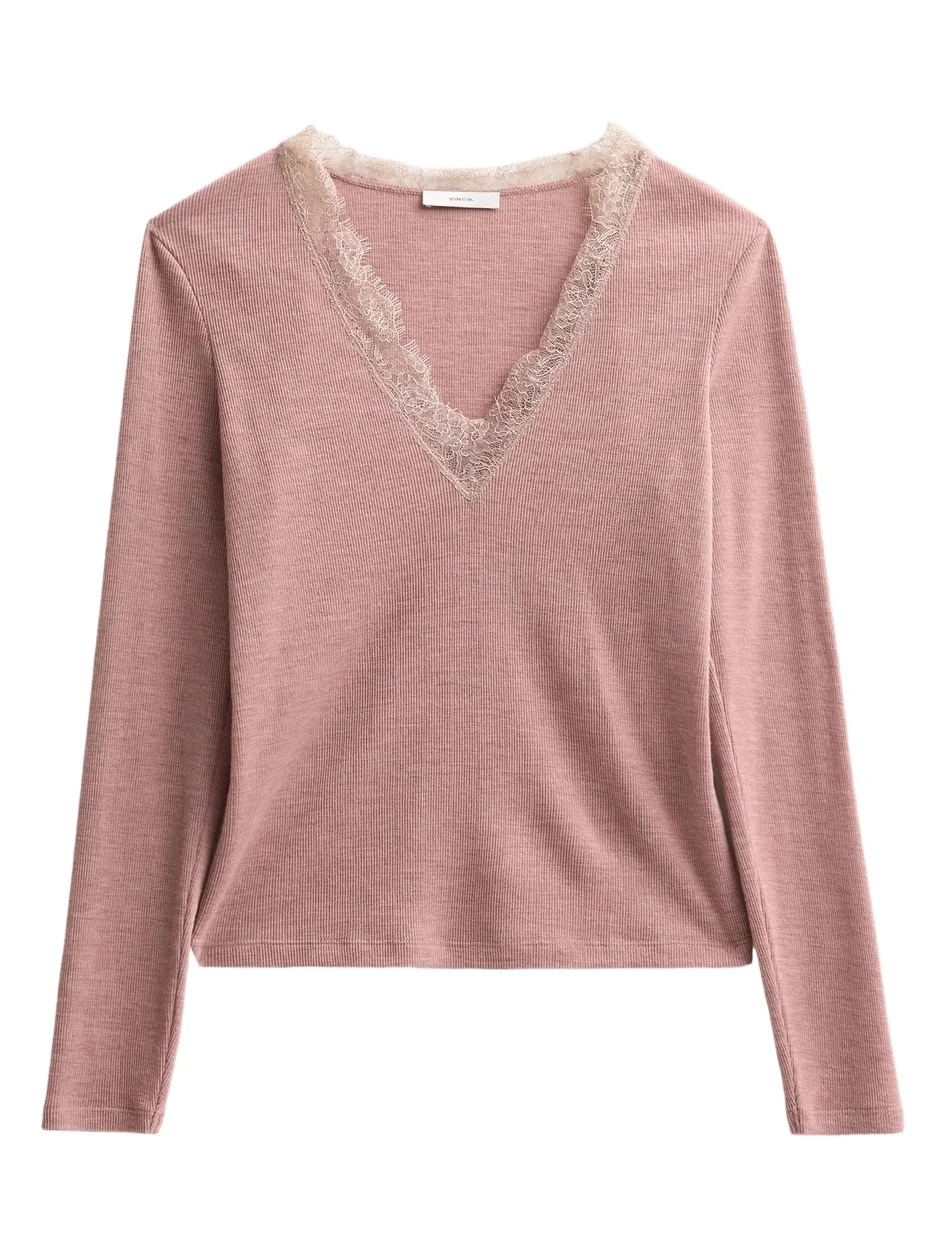 Women's Lace-Trimmed Long-Sleeve Top Women's Lace-Trimmed Long-Sleeve Top