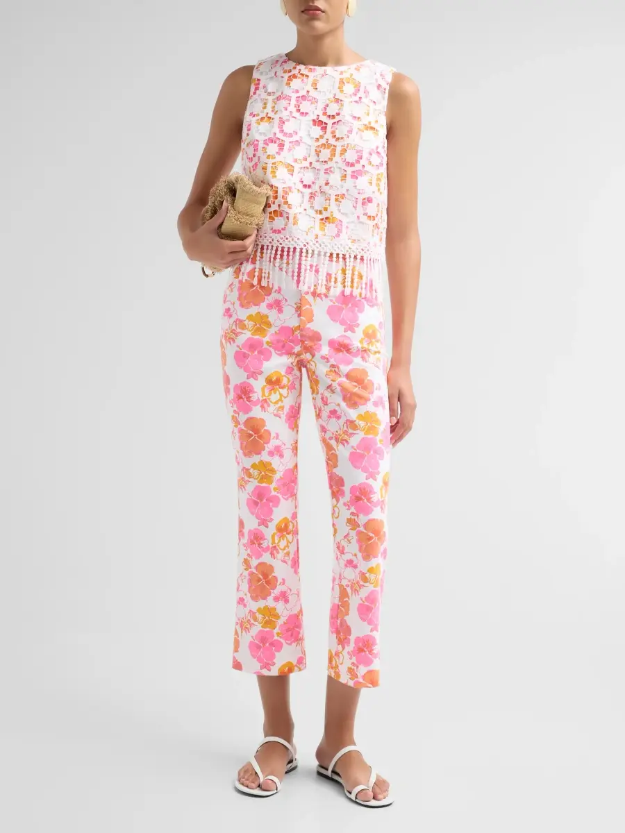 Lilly Pulitzer Women's Annaleese Pansy Fansy Sleeveless Crop Top | Thumbnail 2