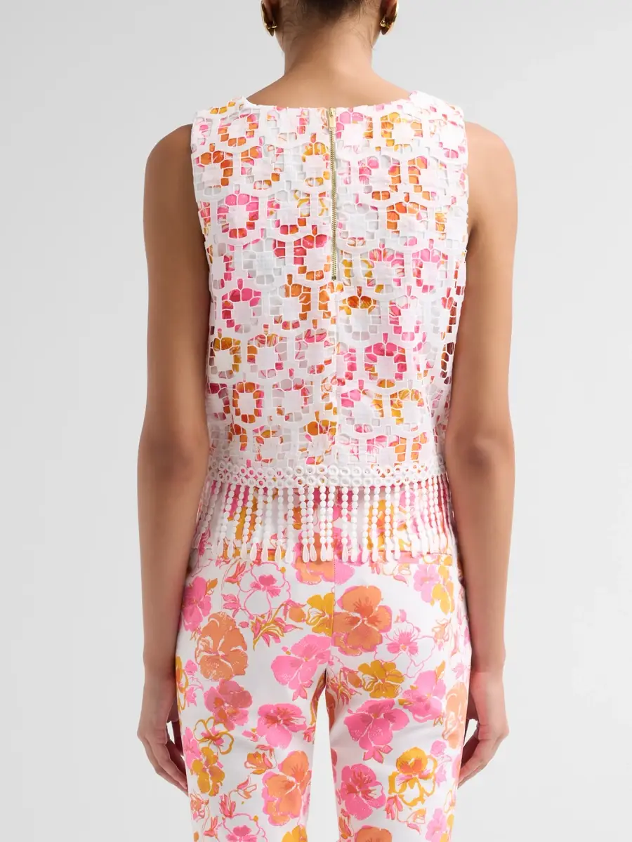 Lilly Pulitzer Women's Annaleese Pansy Fansy Sleeveless Crop Top | Thumbnail 3