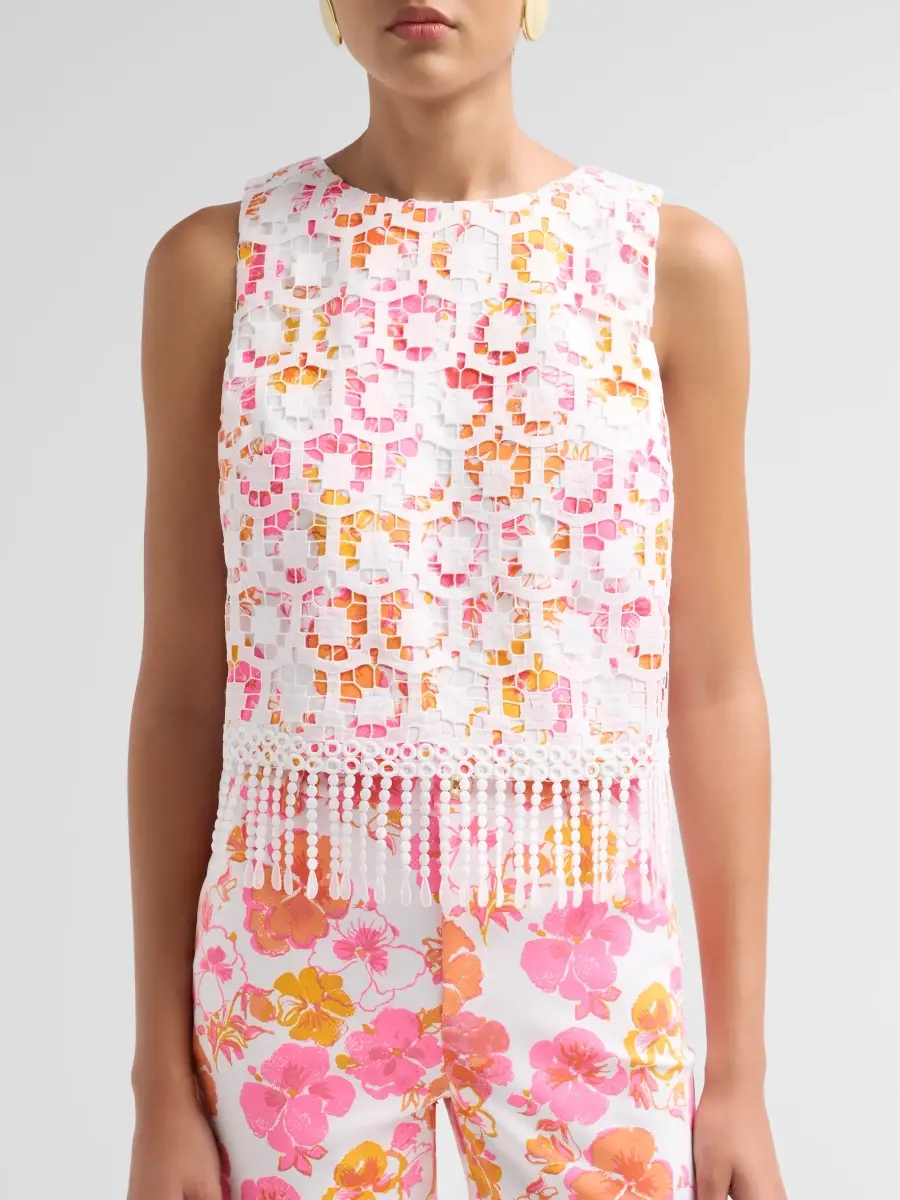 Lilly Pulitzer Women's Annaleese Pansy Fansy Sleeveless Crop Top | Thumbnail 5
