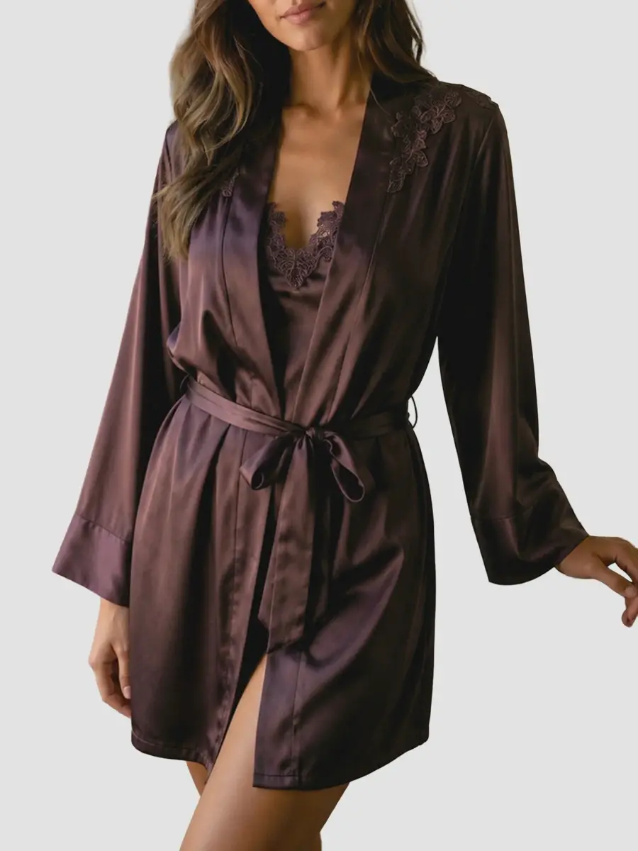 In Bloom Women's Maddie Statin Wrap Mini Robe | Thumbnail 6 In Bloom Women's Maddie Statin Wrap Mini Robe | Thumbnail 6