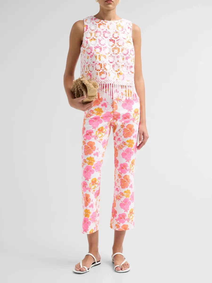 Lilly Pulitzer Women's Carwyn Pansy Fansy Flare Cropped Pants | Thumbnail 2 Lilly Pulitzer Women's Carwyn Pansy Fansy Flare Cropped Pants | Thumbnail 2
