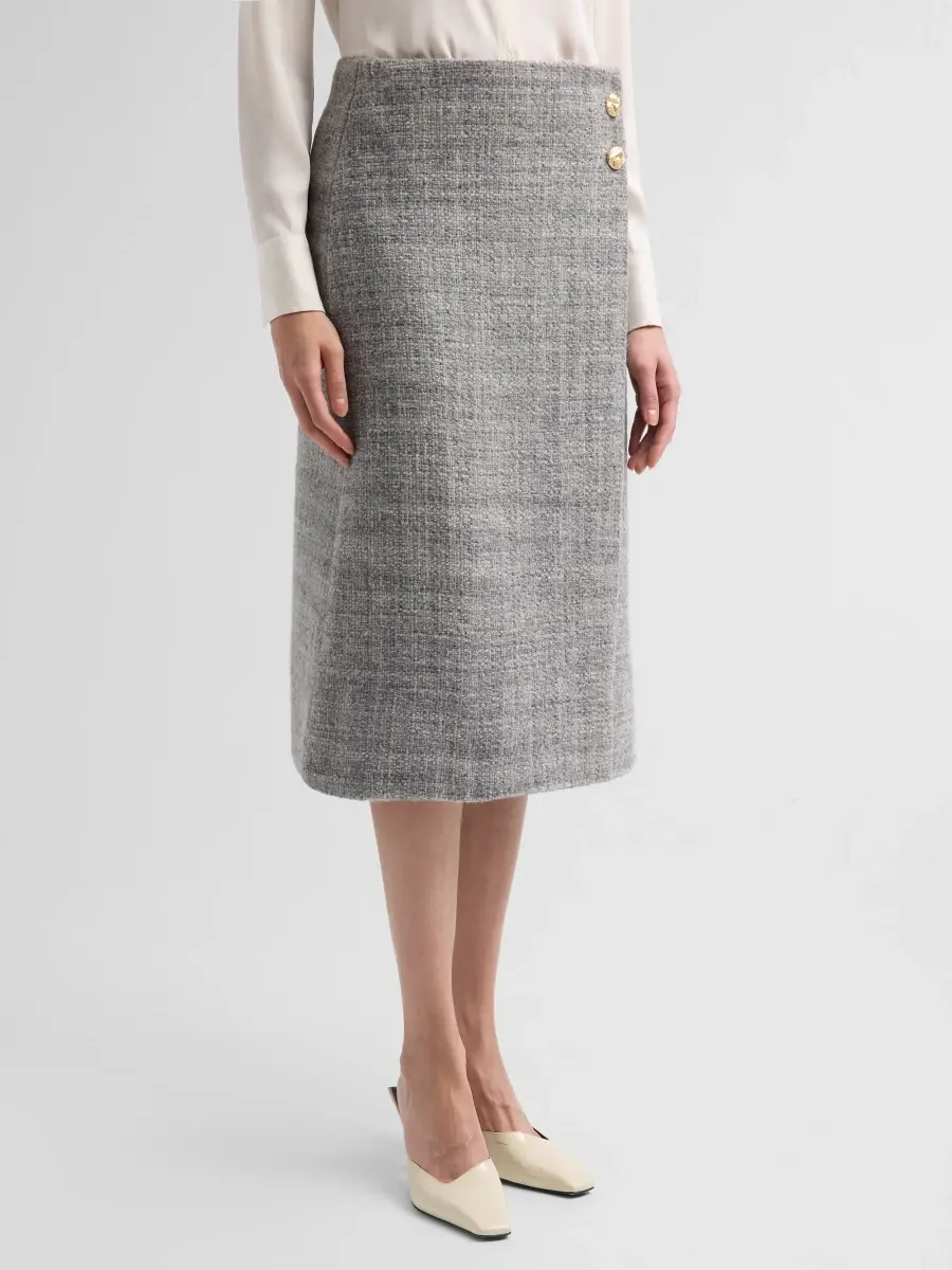 Cara Cara Women's Luca Wool Tweed Wrap Midi Skirt | Thumbnail 4