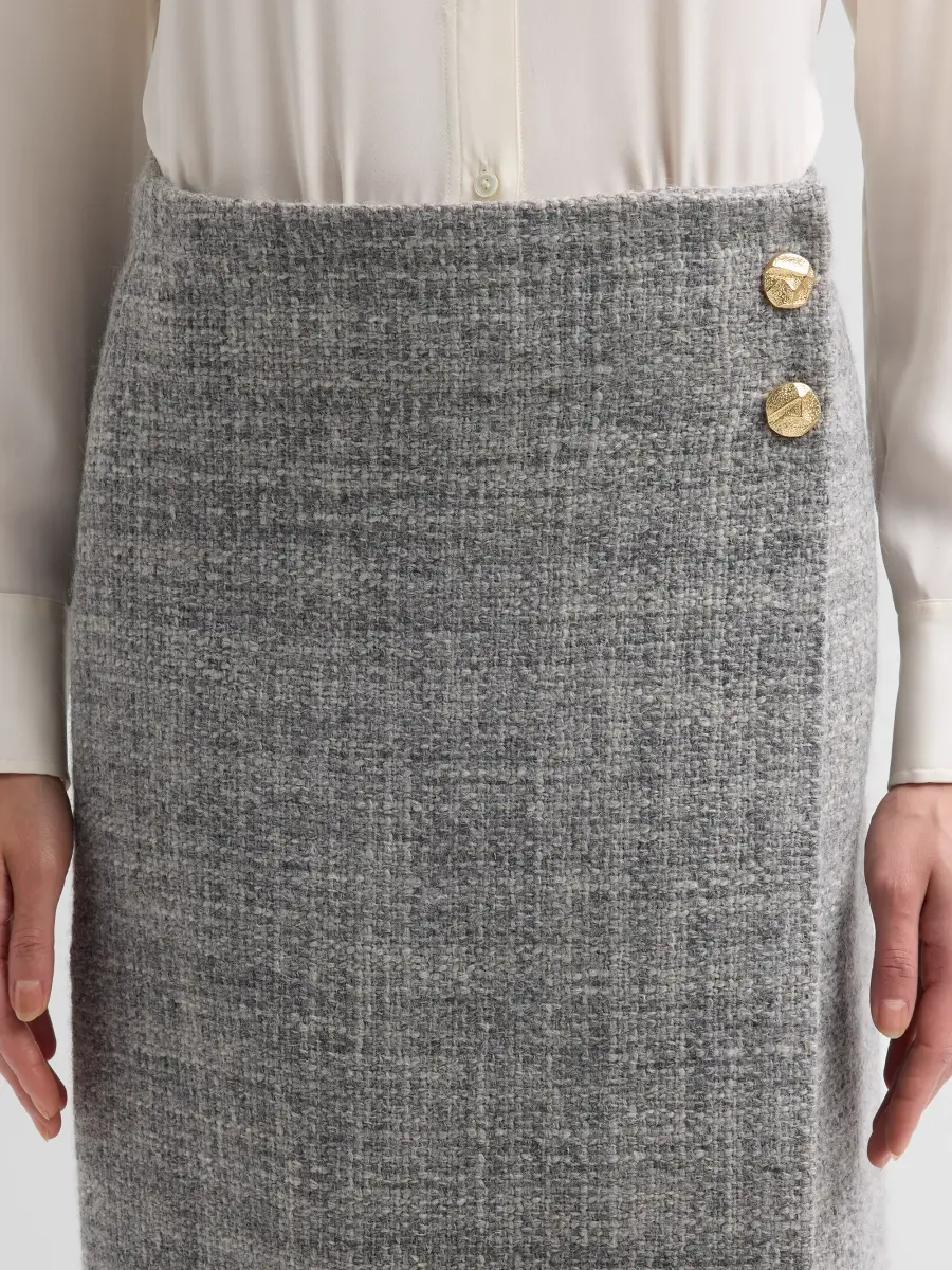 Cara Cara Women's Luca Wool Tweed Wrap Midi Skirt | Thumbnail 5