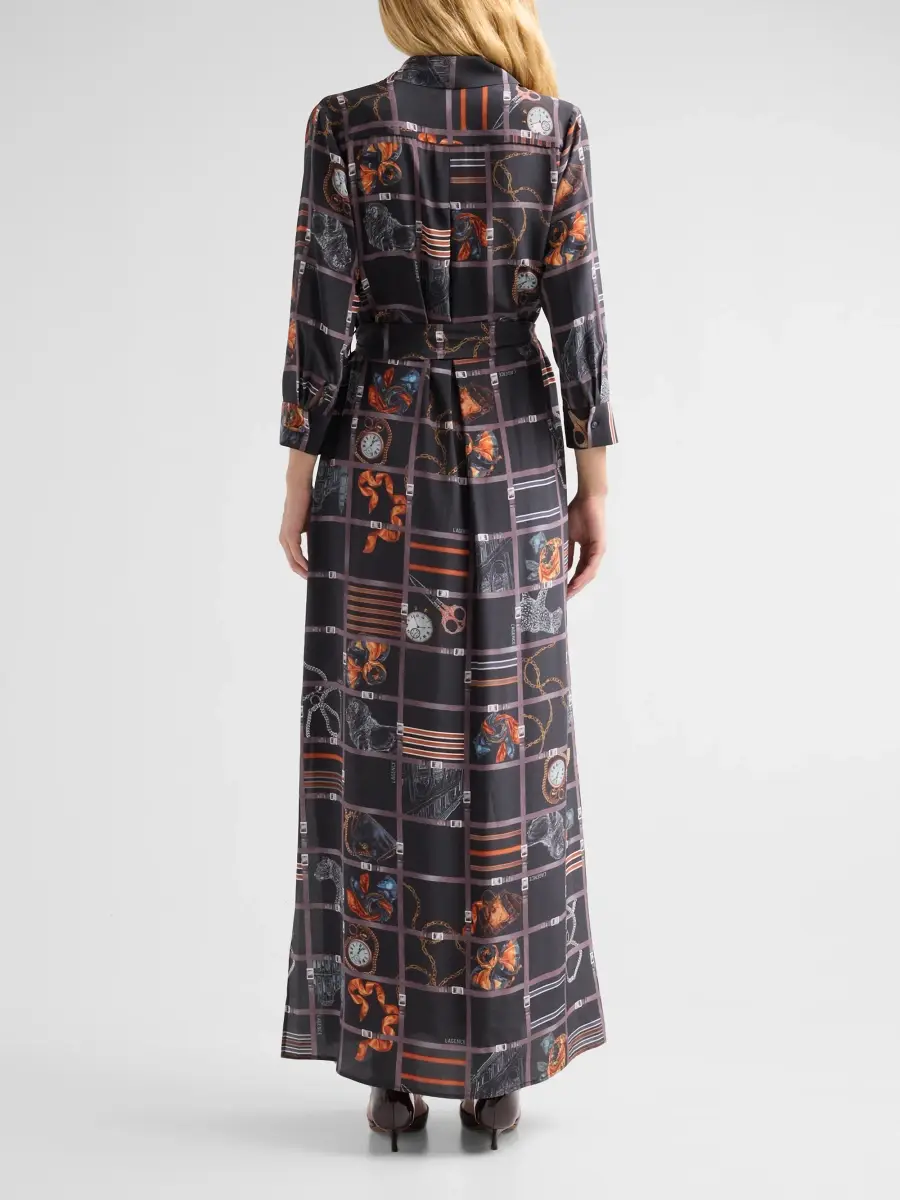 L'Agence Women's Cameron Mixed-Print Silk Maxi Shirtdress | Thumbnail 3 L'Agence Women's Cameron Mixed-Print Silk Maxi Shirtdress | Thumbnail 3