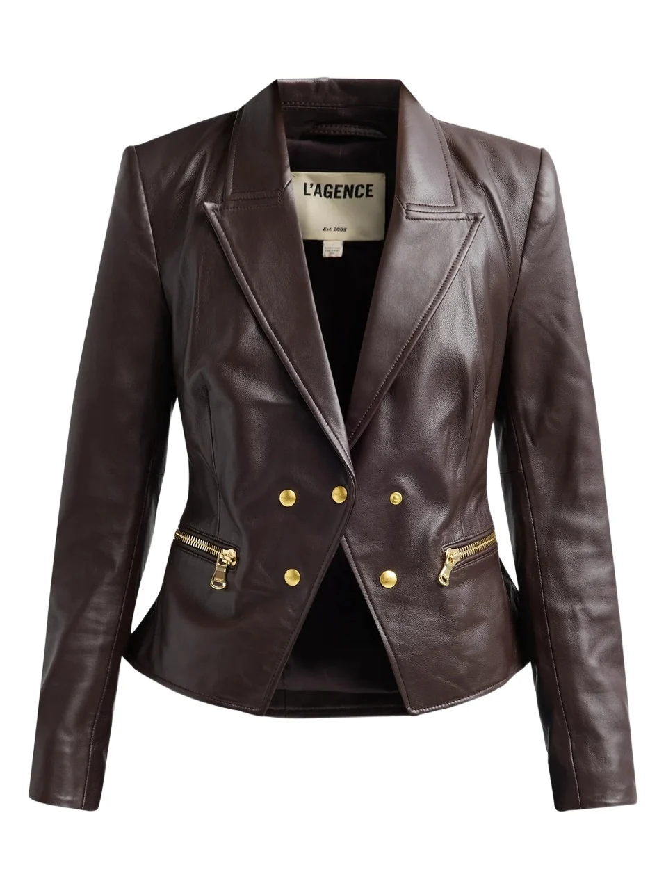 L'Agence Women's Fontaine Leather Double-Breasted Blazer