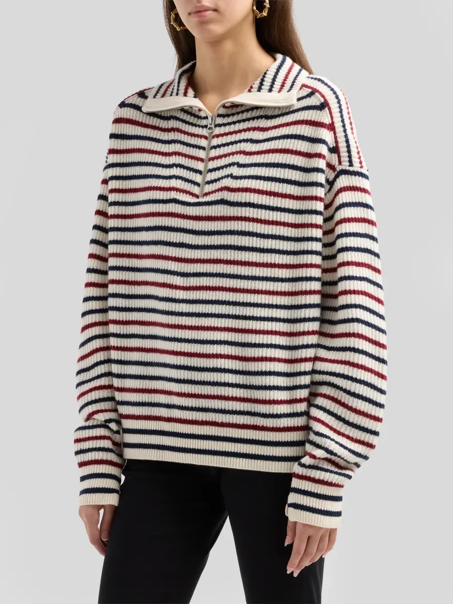 rag & bone Women's Georgie Striped Wool Half-Zip Sweater | Thumbnail 4 rag & bone Women's Georgie Striped Wool Half-Zip Sweater | Thumbnail 4