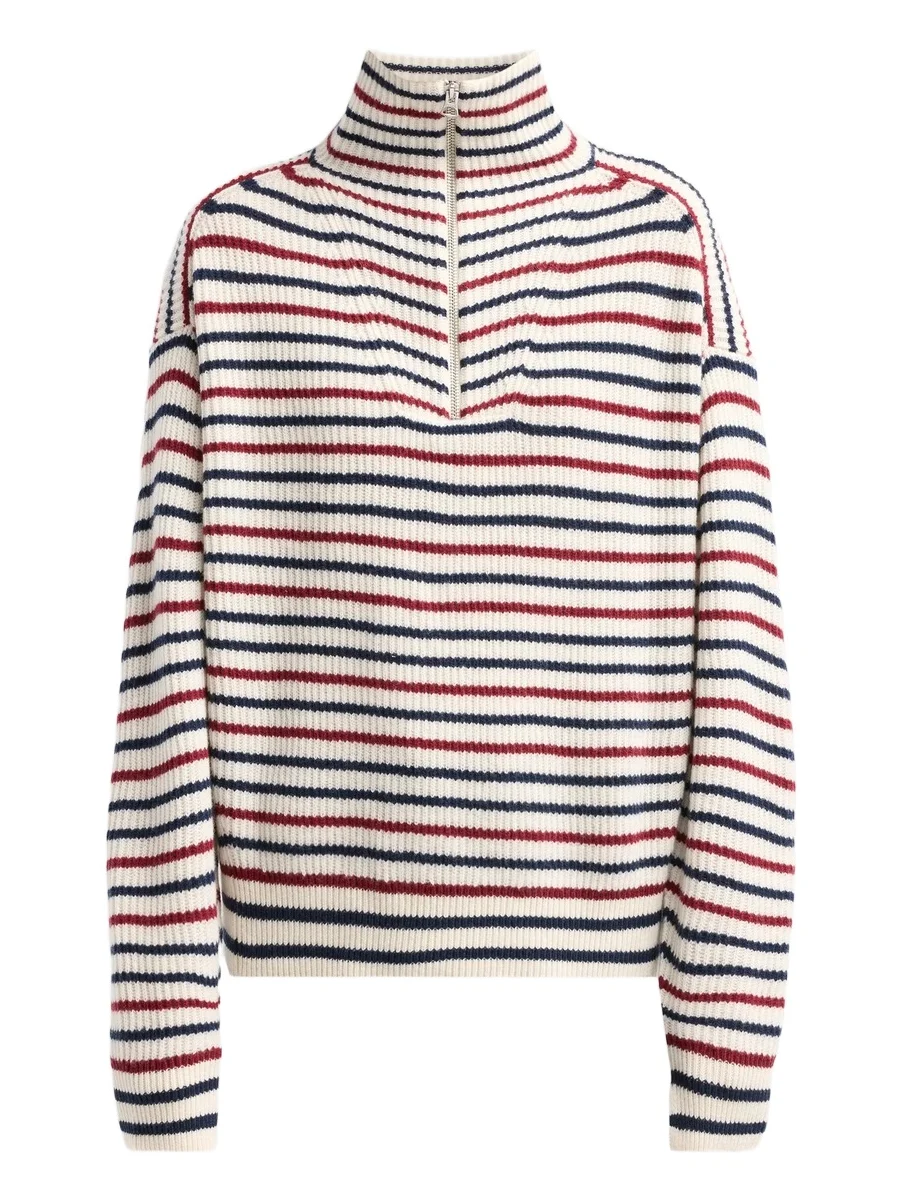 rag & bone Women's Georgie Striped Wool Half-Zip Sweater