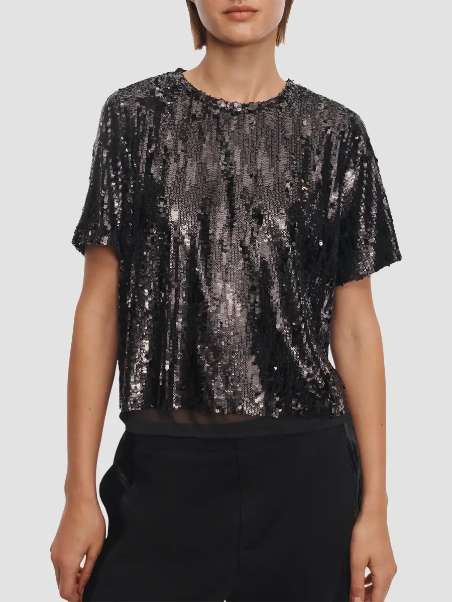 rag & bone Women's Cher Sequin Short-Sleeve Shirt | Thumbnail 4 rag & bone Women's Cher Sequin Short-Sleeve Shirt | Thumbnail 4