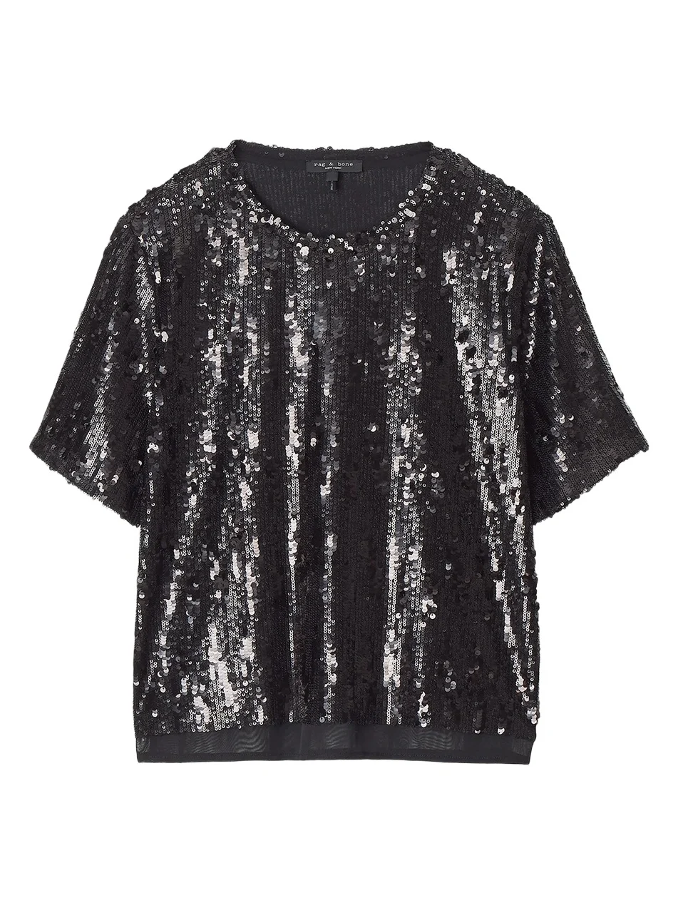 rag & bone Women's Cher Sequin Short-Sleeve Shirt