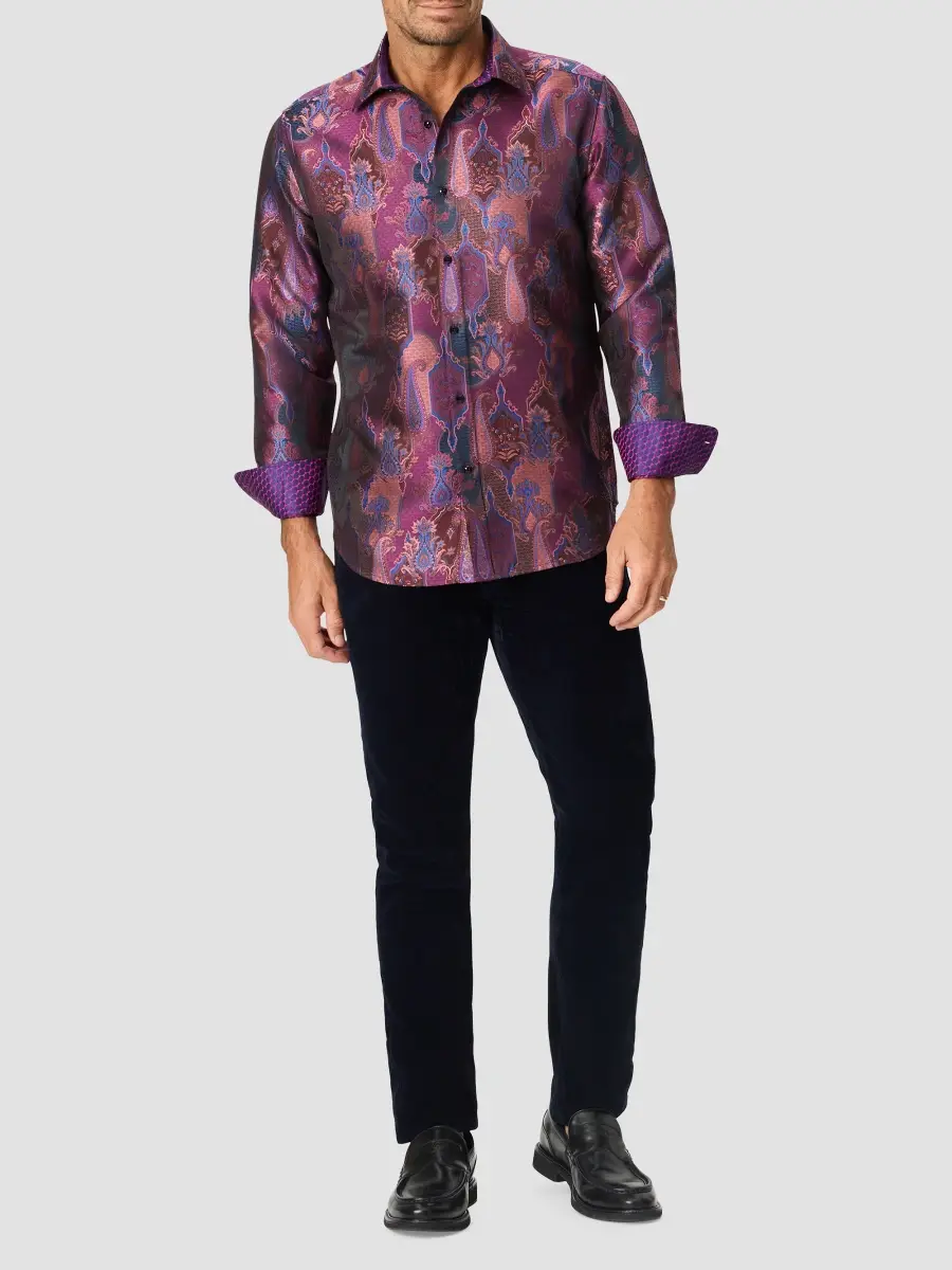 Robert Graham Men's Jacquard Silk-Blend Woven Shirt | Thumbnail 2