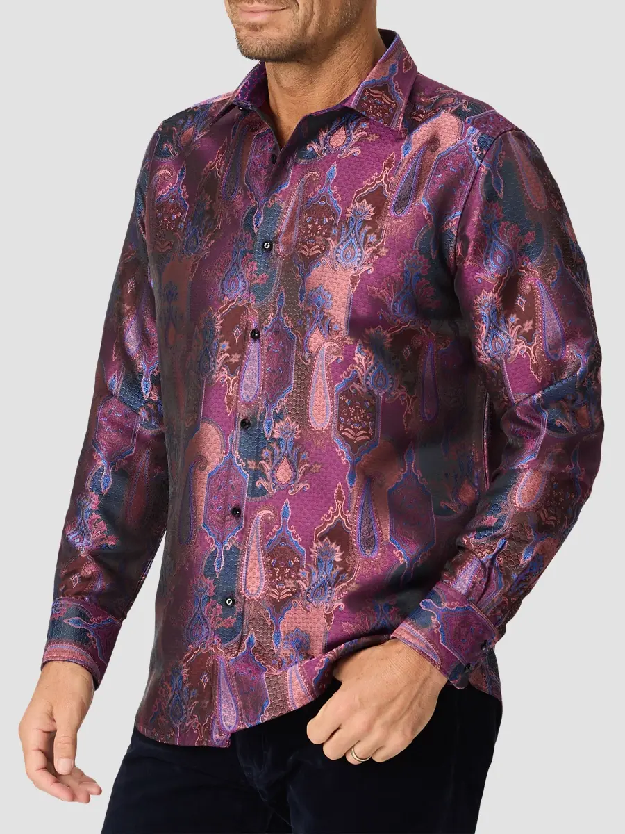 Robert Graham Men's Jacquard Silk-Blend Woven Shirt | Thumbnail 4