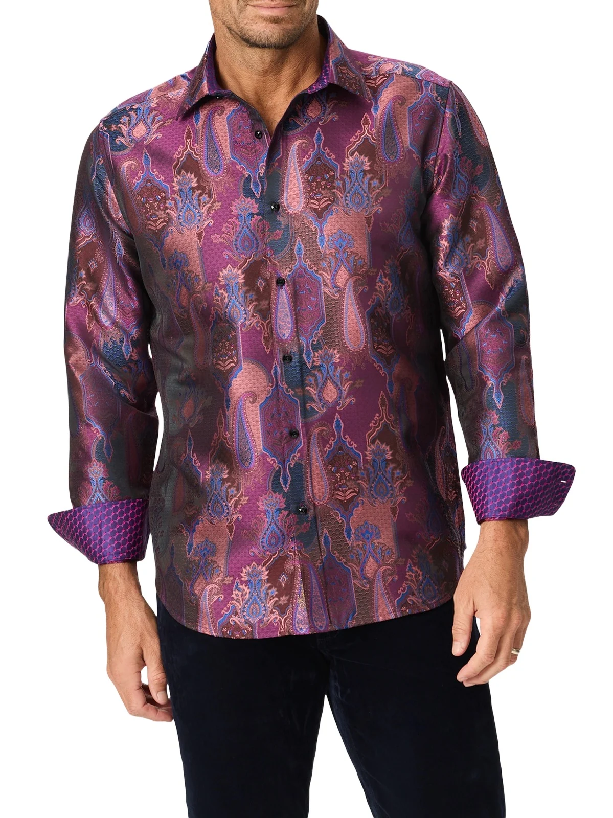 Men's Jacquard Silk-Blend Woven Shirt