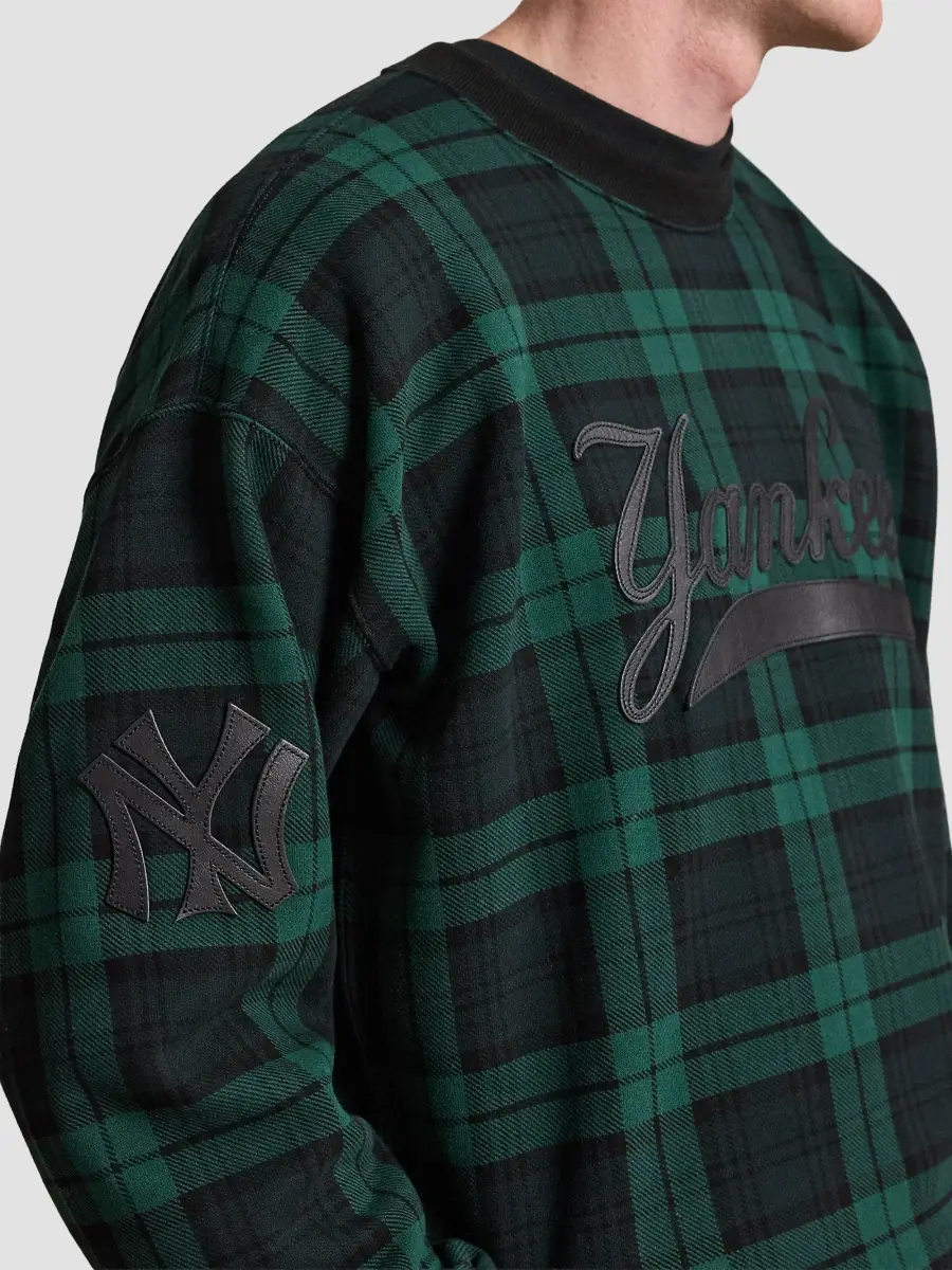 Polo Ralph Lauren Men's x New York Yankees Plaid Cotton Sweatshirt | Thumbnail 5 Polo Ralph Lauren Men's x New York Yankees Plaid Cotton Sweatshirt | Thumbnail 5