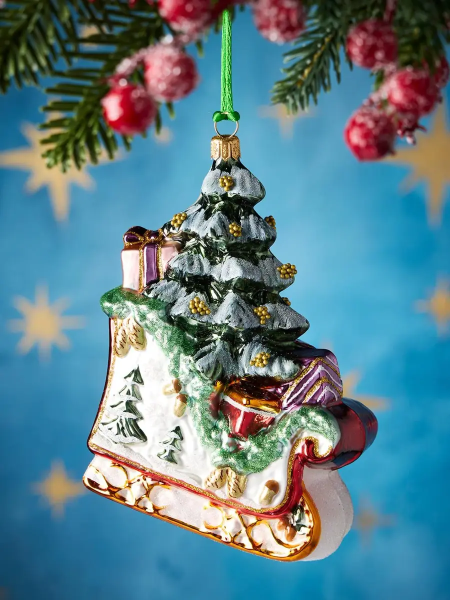 Exclusively Ours Woodland Sleigh Glass Ornament | Thumbnail 2 Exclusively Ours Woodland Sleigh Glass Ornament | Thumbnail 2