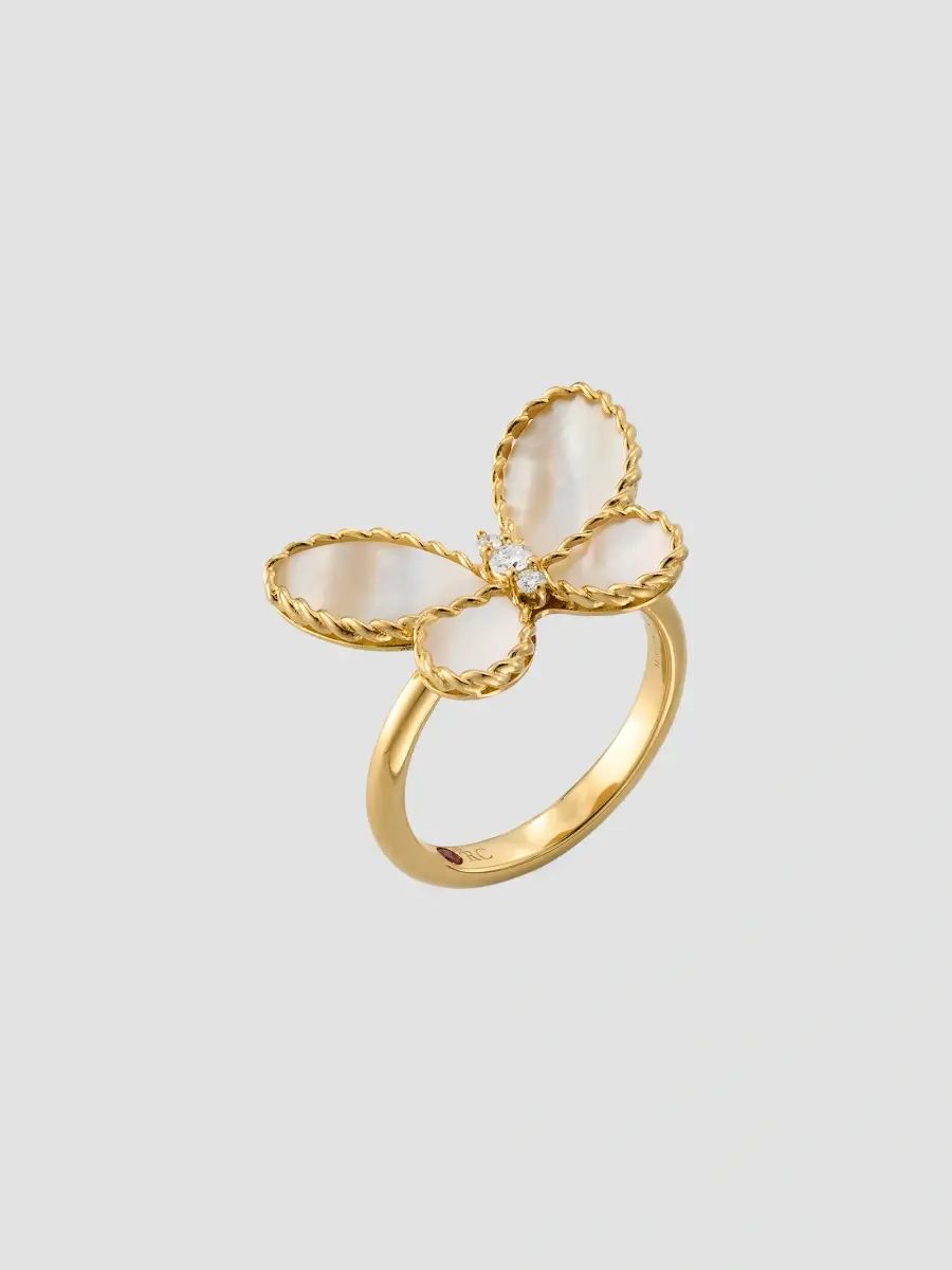 Roberto Coin Women's Jasmine 18K Yellow Gold, Mother-Of-Pearl & 0.08 TCW Diamond Butterfly Ring | Thumbnail 3 Roberto Coin Women's Jasmine 18K Yellow Gold, Mother-Of-Pearl & 0.08 TCW Diamond Butterfly Ring | Thumbnail 3
