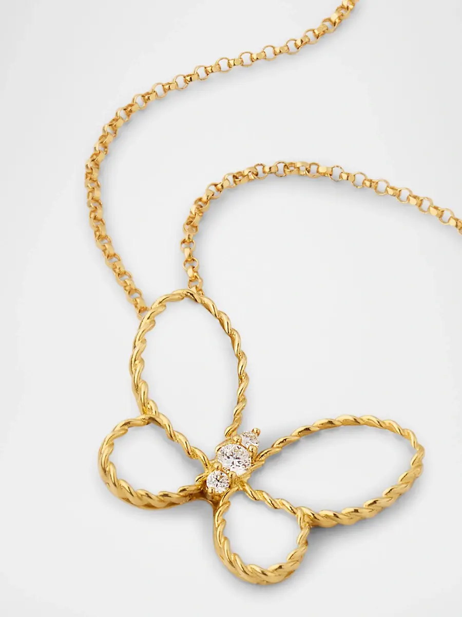 Roberto Coin Women's 18K Yellow Gold & 0.09 TCW Diamond Butterfly Pendant | Thumbnail 3