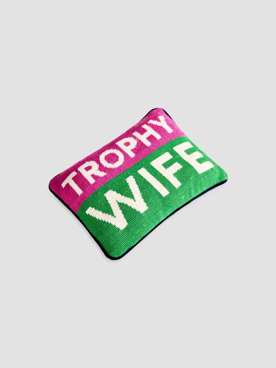 Jonathan Adler Trophy Wife Personality Needlepoint Pillow | Thumbnail 2