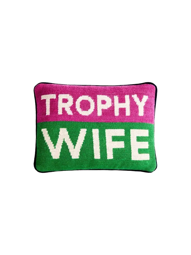 Jonathan Adler Trophy Wife Personality Needlepoint Pillow