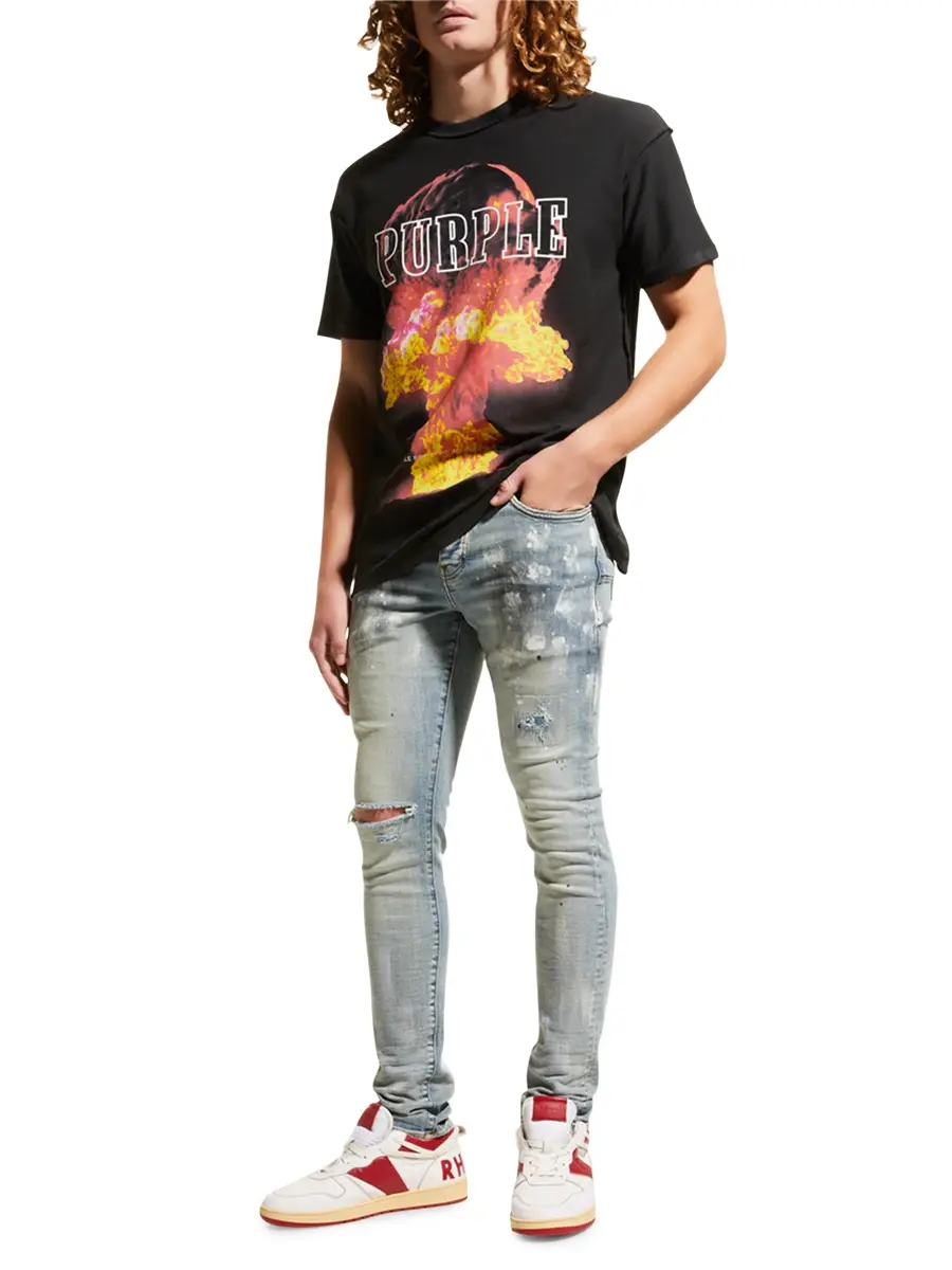 Purple Brand Men's Splatter Stretch Slim-Fit Jeans | Thumbnail 2 Purple Brand Men's Splatter Stretch Slim-Fit Jeans | Thumbnail 2