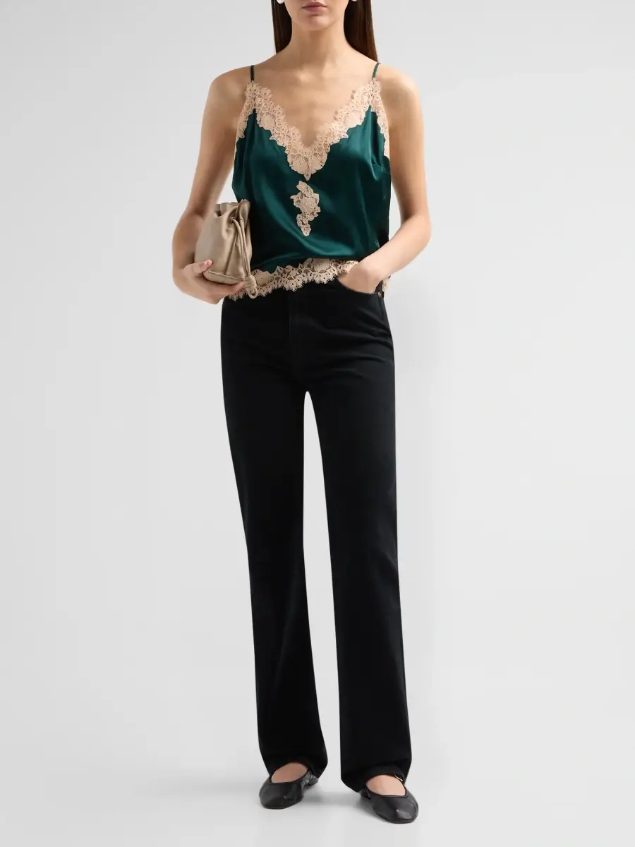 DÔEN Women's Kira Lace-Trimmed Silk Camisole | Thumbnail 2