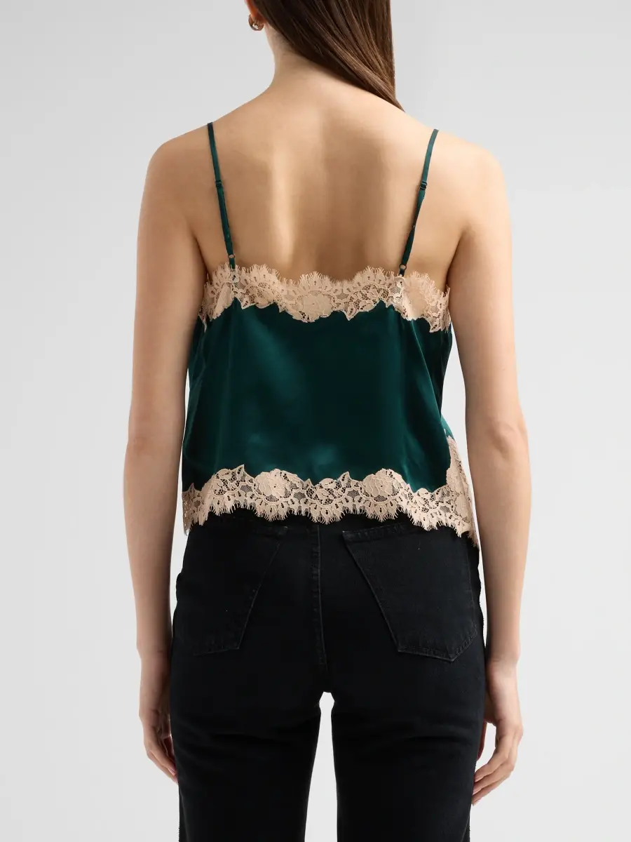 DÔEN Women's Kira Lace-Trimmed Silk Camisole | Thumbnail 3
