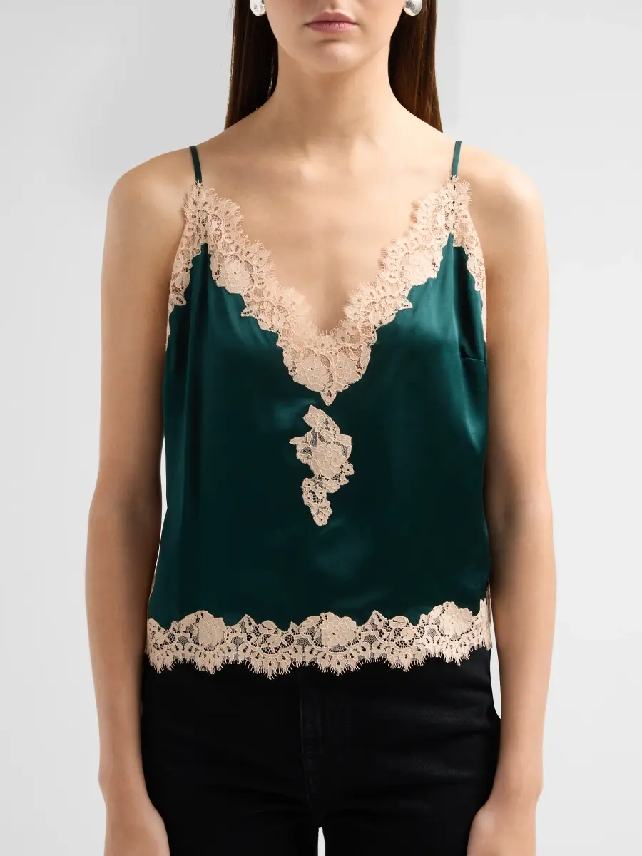 DÔEN Women's Kira Lace-Trimmed Silk Camisole | Thumbnail 5