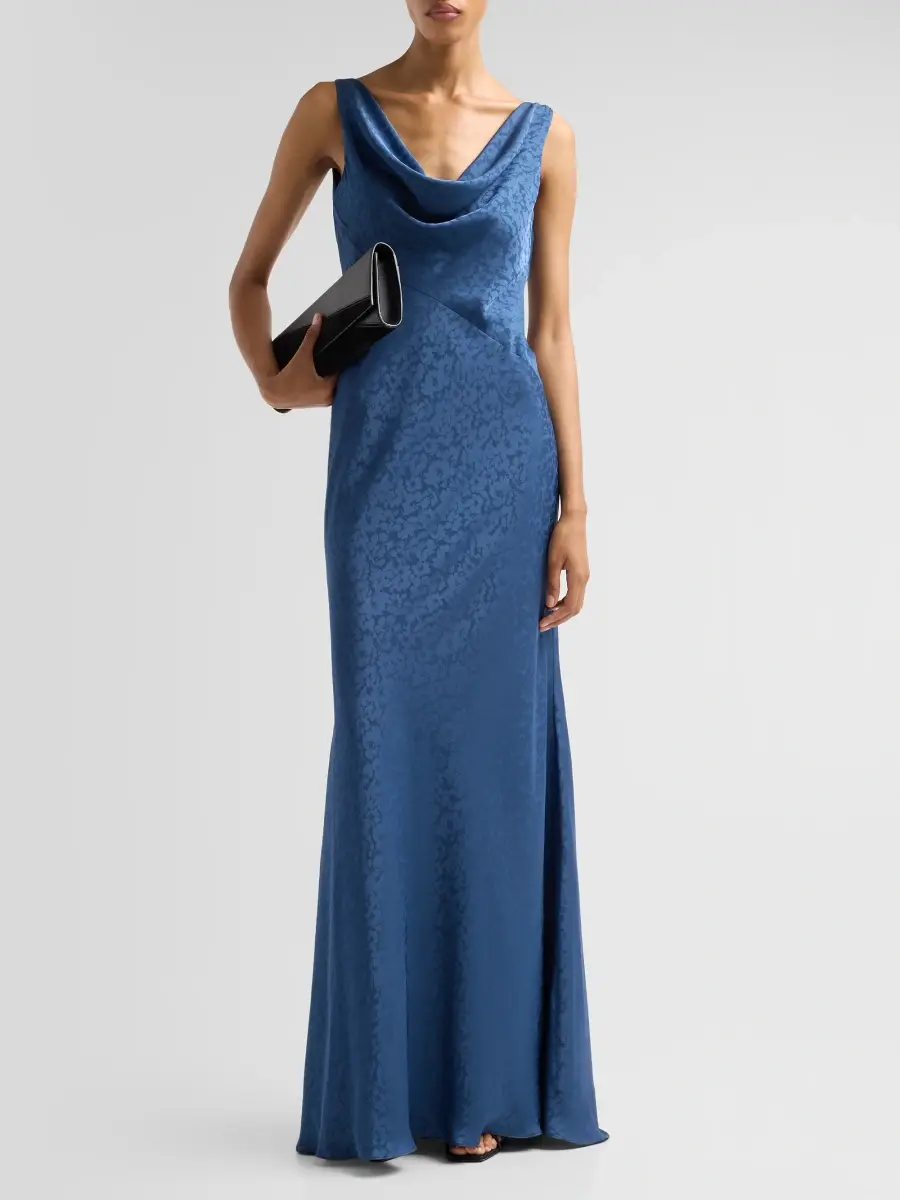 Amsale Women's Floral Jacquard Cowlneck Gown | Thumbnail 2 Amsale Women's Floral Jacquard Cowlneck Gown | Thumbnail 2