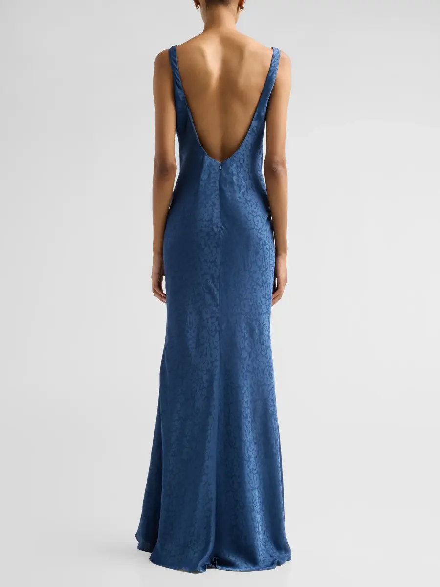Amsale Women's Floral Jacquard Cowlneck Gown | Thumbnail 3 Amsale Women's Floral Jacquard Cowlneck Gown | Thumbnail 3