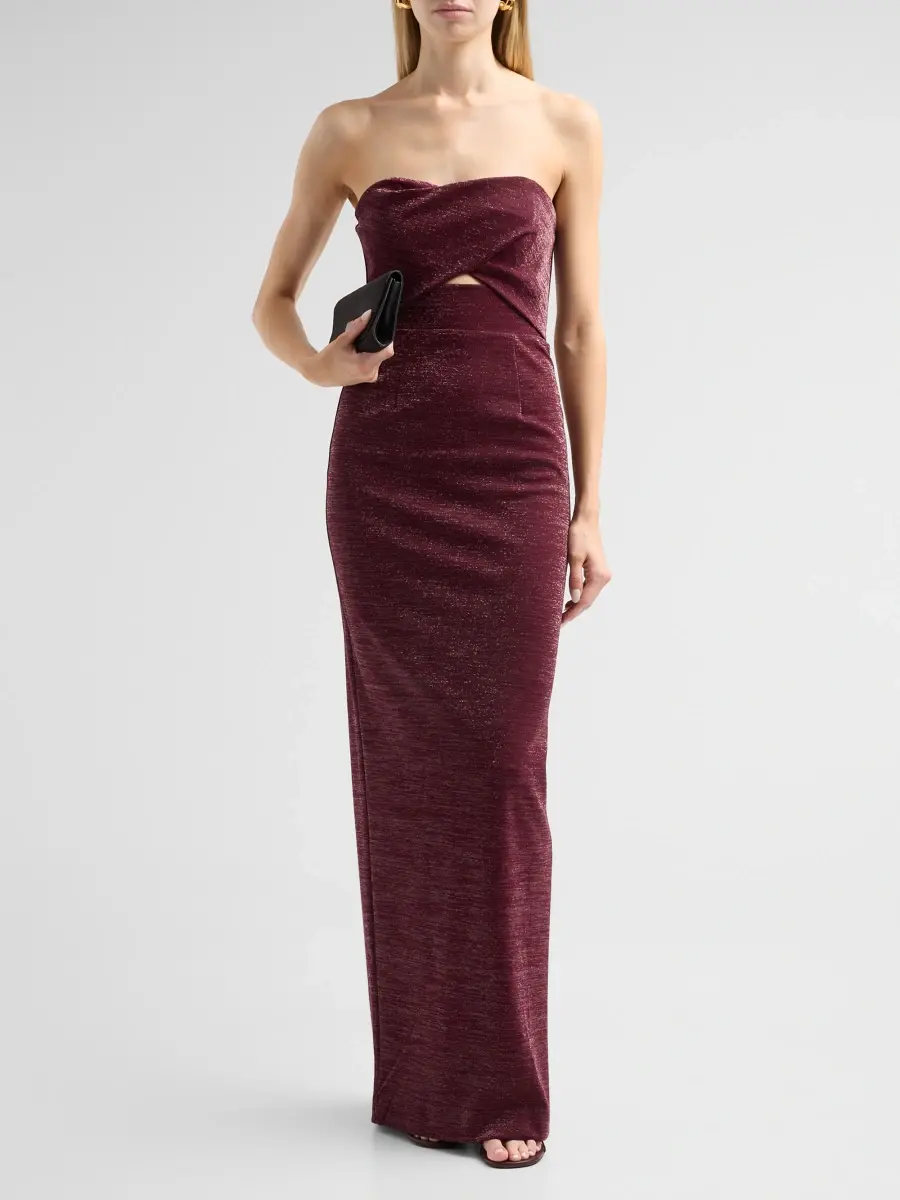 BLACK HALO Women's Jada Draped Cut-Out Strapless Column Gown | Thumbnail 2 BLACK HALO Women's Jada Draped Cut-Out Strapless Column Gown | Thumbnail 2