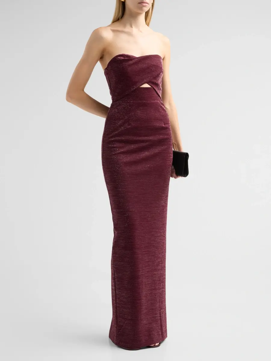 BLACK HALO Women's Jada Draped Cut-Out Strapless Column Gown | Thumbnail 4 BLACK HALO Women's Jada Draped Cut-Out Strapless Column Gown | Thumbnail 4
