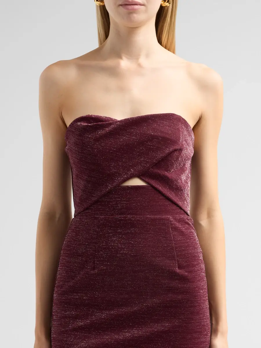 BLACK HALO Women's Jada Draped Cut-Out Strapless Column Gown | Thumbnail 5 BLACK HALO Women's Jada Draped Cut-Out Strapless Column Gown | Thumbnail 5