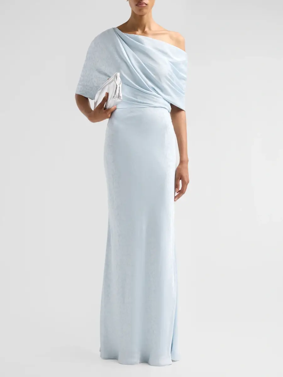 Amsale Women's Fluid Jacquard Asymmetric Slouch Gown | Thumbnail 2 Amsale Women's Fluid Jacquard Asymmetric Slouch Gown | Thumbnail 2