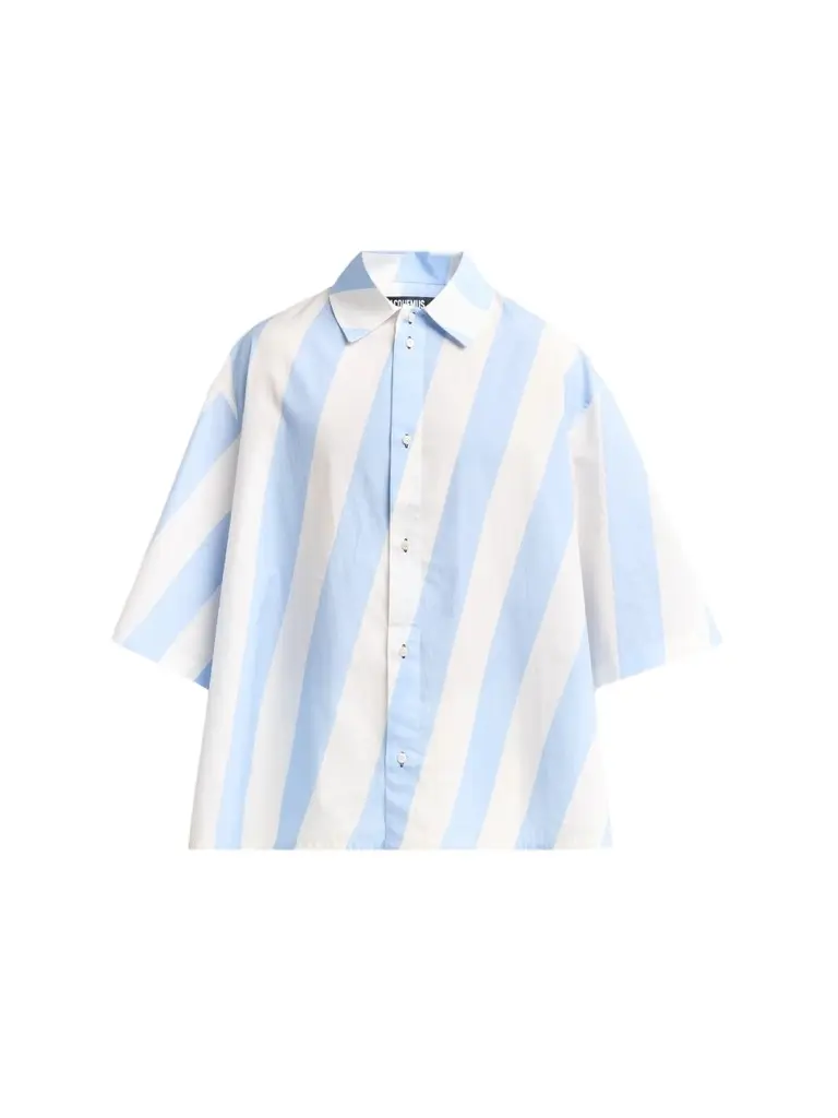 Jacquemus Men's La Triangle Striped Cotton Shirt