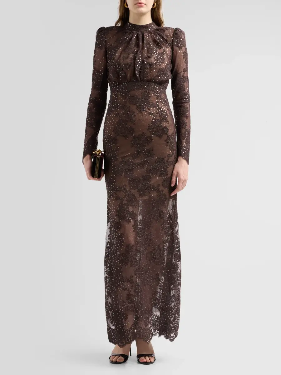 Self-Portrait Women's Sequined Lace Fitted Maxi Dress | Thumbnail 2 Self-Portrait Women's Sequined Lace Fitted Maxi Dress | Thumbnail 2