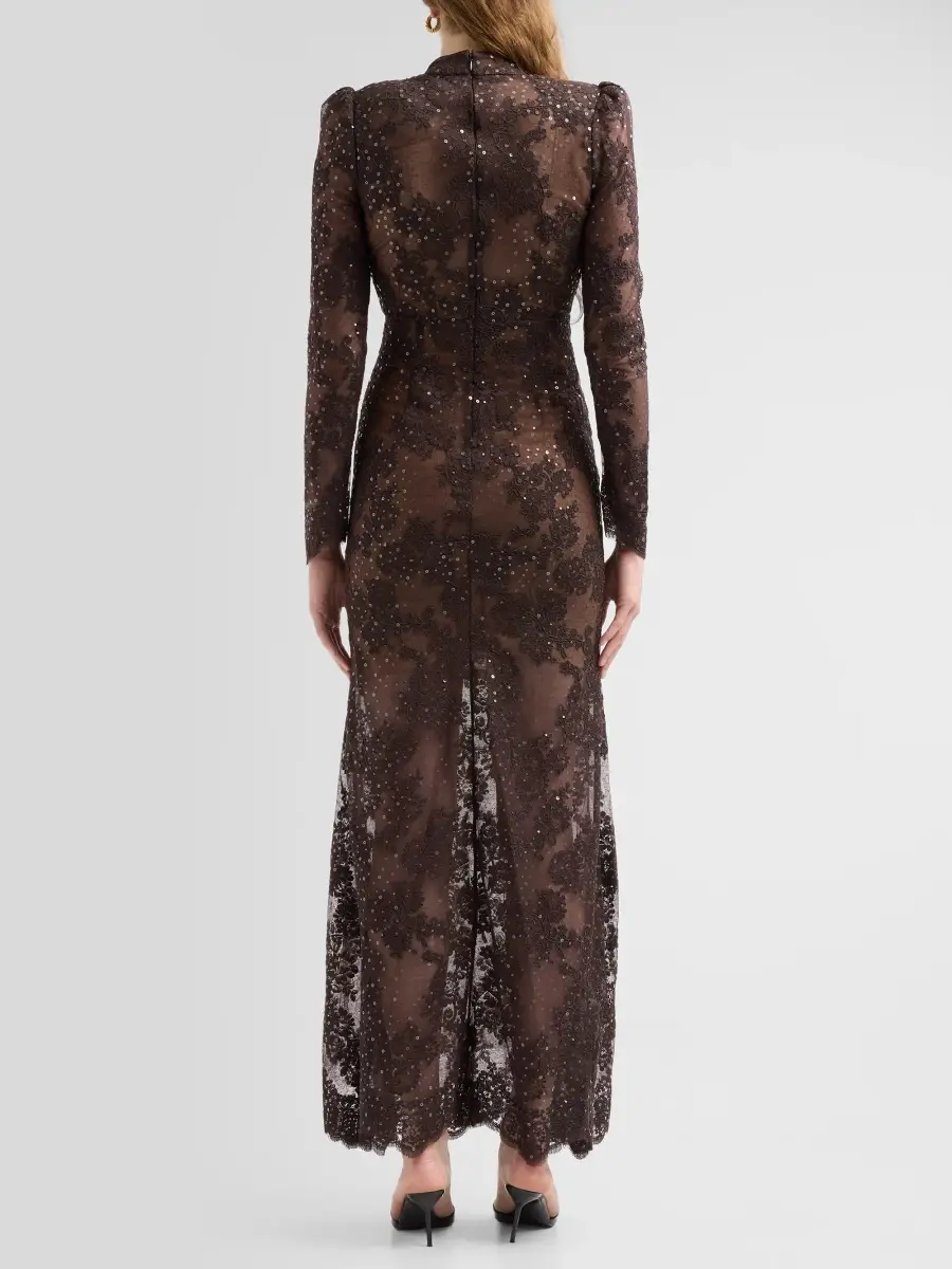 Self-Portrait Women's Sequined Lace Fitted Maxi Dress | Thumbnail 3 Self-Portrait Women's Sequined Lace Fitted Maxi Dress | Thumbnail 3