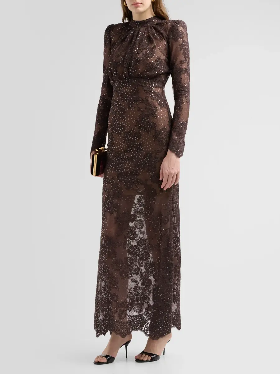 Self-Portrait Women's Sequined Lace Fitted Maxi Dress | Thumbnail 4 Self-Portrait Women's Sequined Lace Fitted Maxi Dress | Thumbnail 4