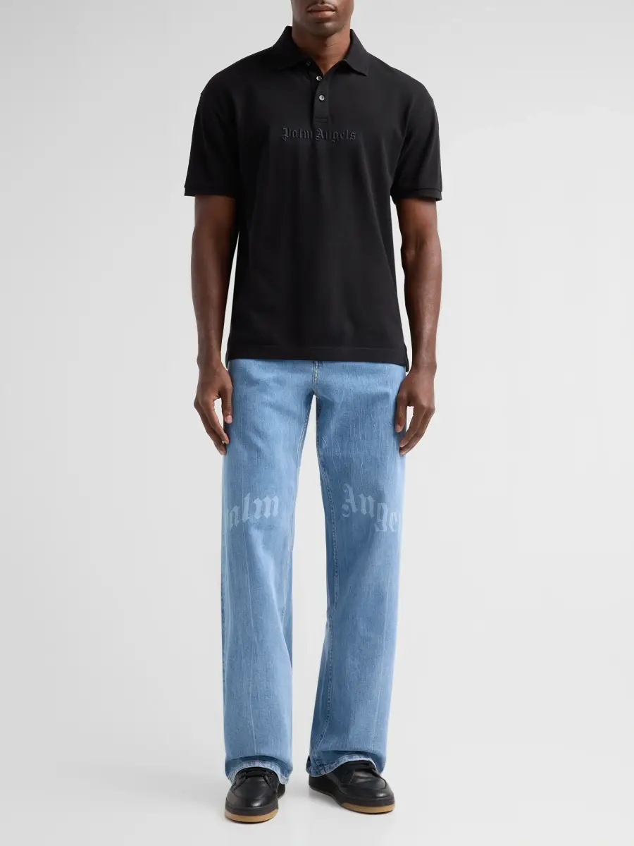 Palm Angels Men's Logo Spray Cotton Polo Shirt | Thumbnail 2